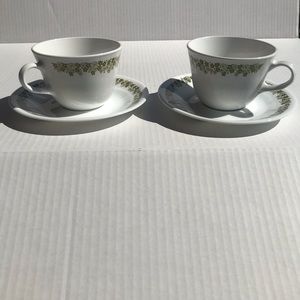 Set Of 2 Corelle Spring Blossom Coffee/Tea Cups And Saucers